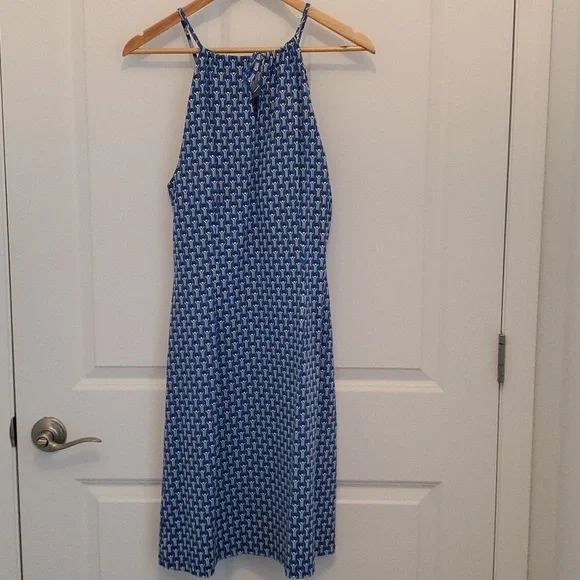 J. McLaughlin Halter Dress, Blue & White, Size L - Picture 4 of 10
